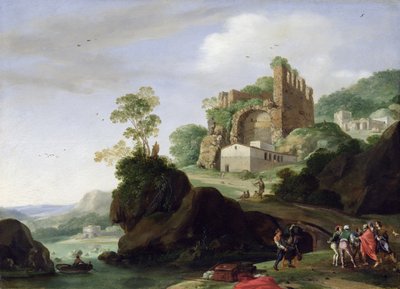 圣彼得和圣约翰在废墟景观，c.1625（铜上油） 作者 Bartholomeus Breenbergh