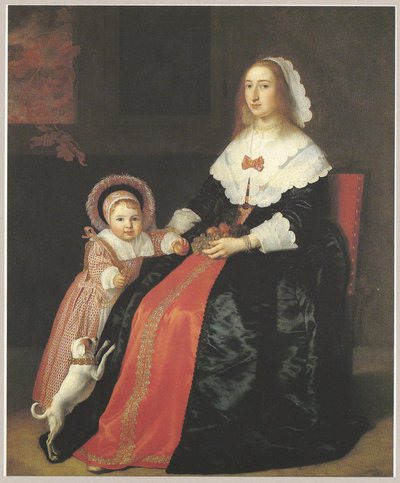 带着孩子的妇女肖像》，可能是玛加丽塔-克勒克（1617-1680 年）和彼得-胡尔特（1643-1694 年） 作者 巴特洛缪斯·范·德·赫尔斯特