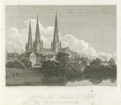 利奇菲尔德大教堂-西南景观：版画，1796年 作者 巴塞洛缪·豪利特