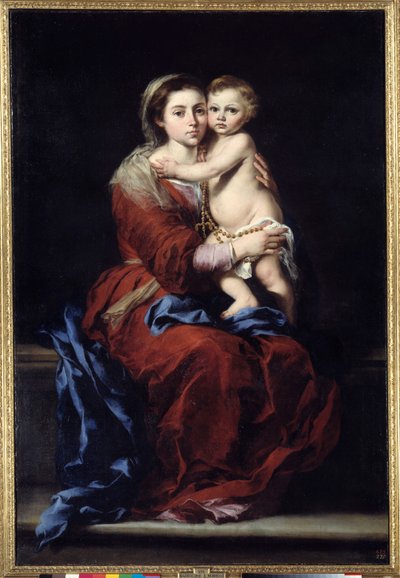 玫瑰经的处女。 麦当娜有了孩子。 巴托洛梅·穆里略 (1618-1682) 的绘画 作者 巴斯托洛梅·埃斯特万·穆里略