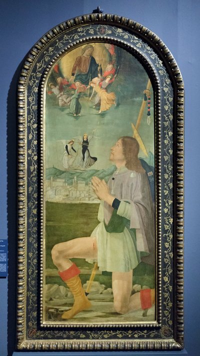 圣洛克驱走阿雷佐的瘟疫，约 1479-80 年（蛋彩画板） 作者 巴尔托洛梅奥 (Della Gatta)