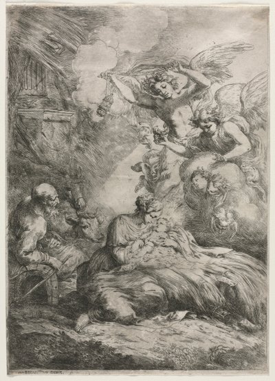 耶稣降生。 作者 Bartolomeo Biscaino