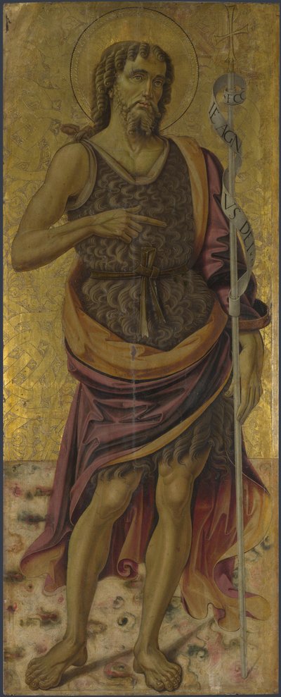 圣坛的施洗者圣约翰：《圣母子与圣徒》，约1475年 作者 Bartolomeo Caporali