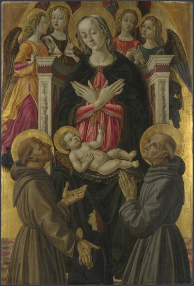 圣母与圣人，天使和捐赠者的祭坛：圣母与圣人，约1475年 作者 Bartolomeo Caporali