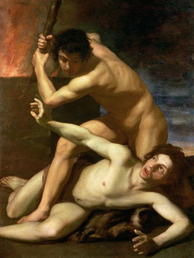 该隐谋杀亚伯，c.1610（布面油画） 作者 Bartolomeo Manfredi