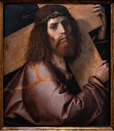 基督背负十字架，十六世纪第一个十年（面板油画） 作者 蒙大拿州Bartolomeo