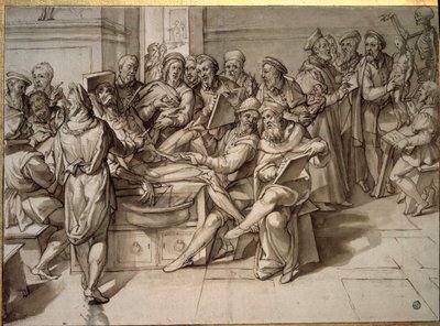 米开朗基罗-布纳罗蒂（Michelangelo Buonarroti）的解剖学讲座（Michelangelo或Michel Ange）。 作者 巴托洛梅奥·帕萨罗蒂