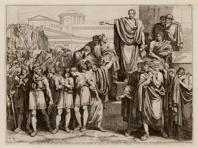 布鲁图判处儿子们死刑（蚀刻版画） 作者 Bartolomeo Pinelli
