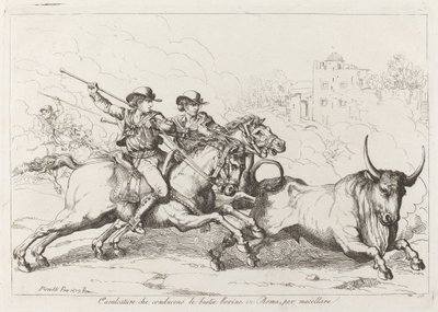 Cavalcature che conducono le bestie bovine in Roma, per macellare (Cattle Driven to the Slaughter in Rome) (Plate 16) 作者 Bartolomeo Pinelli