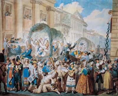 罗马San Carlo al Corso的骑士场景，由Bartolomeo Pinelli（1781-1835）创作。 作者 Bartolomeo Pinelli
