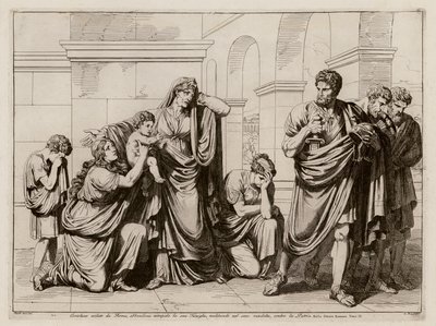 被流放到罗马的科利奥兰纳斯离开家人，策划复仇（蚀刻版画） 作者 Bartolomeo Pinelli