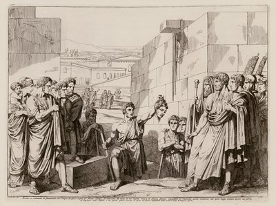 在挖掘罗马朱庇特神庙地基时发现的人头（蚀刻版画） 作者 Bartolomeo Pinelli