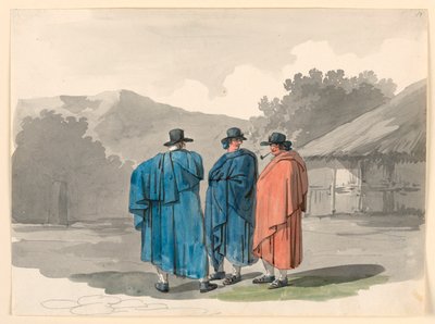 素描，《村庄里的三位农民》，1807-08 年 作者 Bartolomeo Pinelli