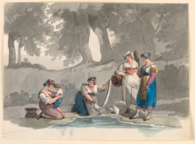 绘画，罗马附近山区的溪流，1807-1808 年 作者 Bartolomeo Pinelli