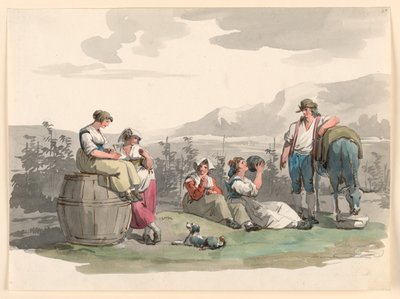 绘画，1807-1808 年，复古期间的休息 作者 Bartolomeo Pinelli