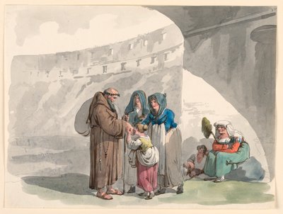 素描，隐士的致敬，1807-1808 年 作者 Bartolomeo Pinelli