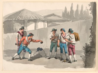 绘画，《滚球游戏》，1807-08 年 作者 Bartolomeo Pinelli