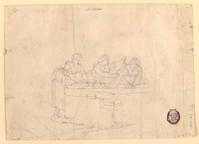 素描，三个洗衣服的女人，1800-25 年 作者 Bartolomeo Pinelli