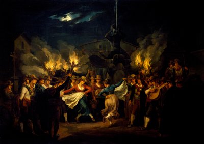 收获后在巴贝里尼广场的夜间舞蹈，作者：巴托洛梅奥-皮内利（1781-1835），意大利 作者 Bartolomeo Pinelli