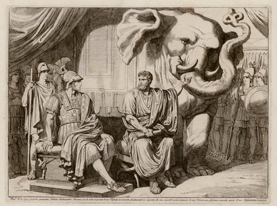 伊庇鲁斯的皮鲁斯和他的大象（蚀刻版画） 作者 Bartolomeo Pinelli