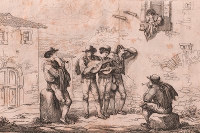 罗马的小夜曲》，巴托洛梅奥-皮内利的蚀刻版画（罗马 作者 Bartolomeo Pinelli