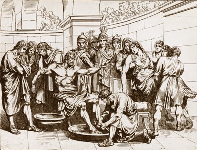 罗马哲学家塞内卡（Lucius Annaeus Seneca，公元前4年-公元65年。 JC）被指控参与了反对皇帝Neron的阴谋，被勒令自杀--Bartolomeo Pinelli的雕刻 - 塞内卡之死，Bartolomeo Pinelli的雕刻（1781-）。 作者 Bartolomeo Pinelli