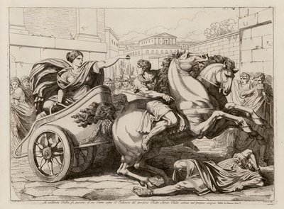 图莉娅驾车碾过父亲的尸体（蚀刻版画） 作者 Bartolomeo Pinelli