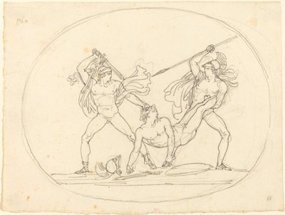 两个古代战士为死去的战友而战 作者 Bartolomeo Pinelli