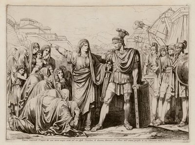 维图利亚劝说儿子科利奥兰纳斯不要进攻罗马（蚀刻版画） 作者 Bartolomeo Pinelli