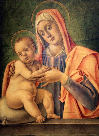 圣母与儿童》，1490年 作者 Bartolomeo Vivarini