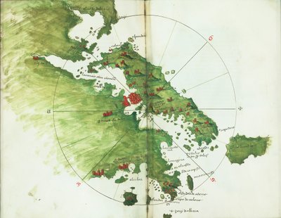 内格罗蓬特海图，约 1485 年（牛皮纸） 作者 巴尔托洛梅奥·达利·索内蒂