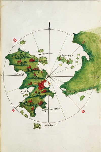基奥斯和邻近大陆，约 1485 年（牛皮纸） 作者 巴尔托洛梅奥·达利·索内蒂