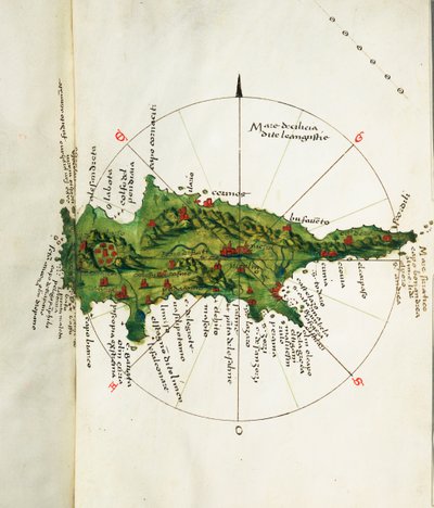 塞浦路斯地图，约 1485 年（牛皮纸） 作者 巴尔托洛梅奥·达利·索内蒂