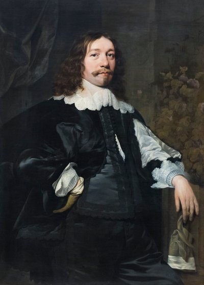 手持手套的黑衣男子肖像 作者 Bartolomeus van der Helst