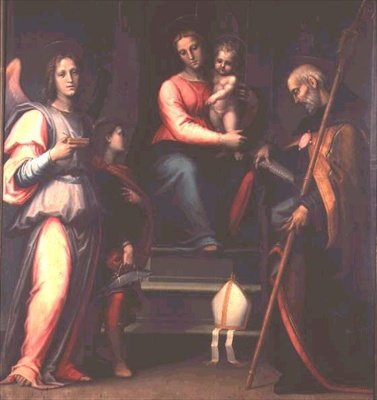 圣母与圣徒奥古斯丁、托比亚斯和天使长拉斐尔的合影 作者 Bartolommeo Sogliani