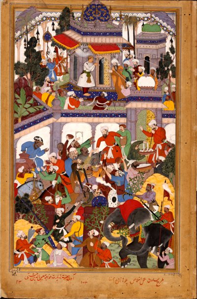 阿克巴（Akbar）在约1590年在阿杰梅尔（Kjwajah Muin ad-Din Chishti）参拜靖国神社 作者 巴沙旺