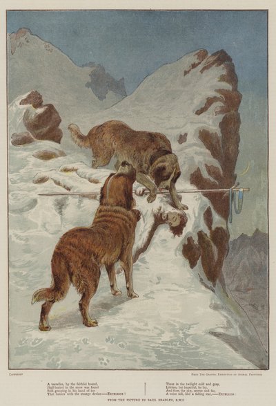 一个旅行者，由忠实的猎犬（chromolitho） 作者 罗勒·布拉德利