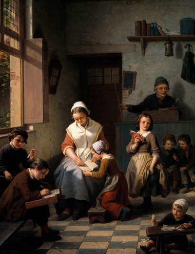 学校教室Basile de Loose（1809-1885 年）的画作 作者 Basile de Loose