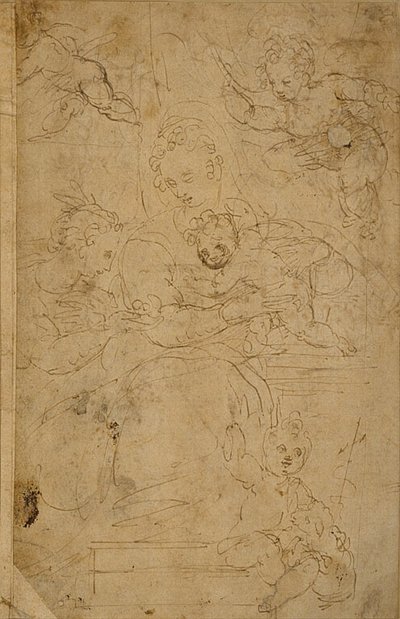 圣母子与婴儿施洗约翰和一位女圣徒 作者 巴蒂斯塔·佛朗哥（Battista Franco）
