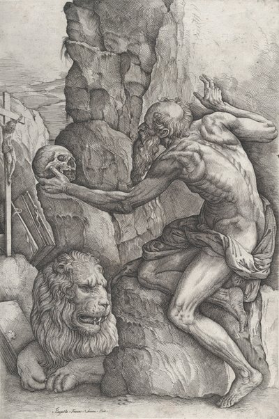 圣杰罗姆，约1550-60。 作者 巴蒂斯塔·佛朗哥·韦内齐亚诺