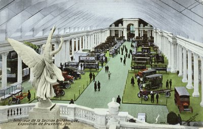 1910年在布鲁塞尔举行的世界博览会英国部分描绘汽车的明信片 作者 比利时学校