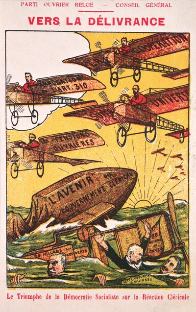 海报在1914年前宣传Parti Ouvrier Belge（比利时工人党） 作者 比利时学校
