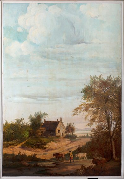 后面的第二个后室，会议室，古典风格的乡村场景壁画，可能是1810年左右，场景7 作者 比利时学校