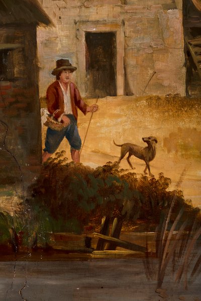 后面的第二个后室，会议室，古典风格的乡村场景壁画，可能是1810年左右，场景3 作者 比利时学校