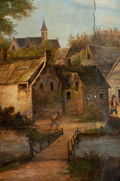 后面的第二个后室，会议室，古典风格的乡村场景壁画，可能是1810年左右，场景3 作者 比利时学校
