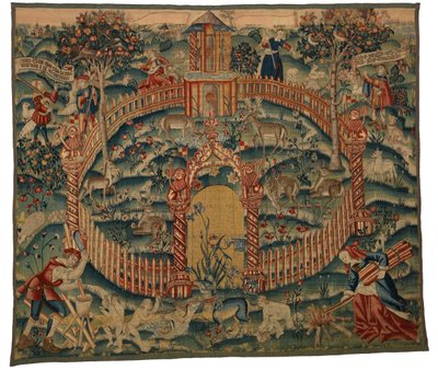 挂毯，Park au Cerfs，比利时图尔奈制作，约 1500 年（羊毛） 作者 比利时学校