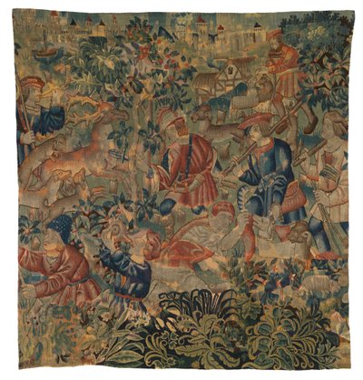 描绘狩猎场景的挂毯，可能来自图尔奈，约 1500 年（羊毛） 作者 比利时学校