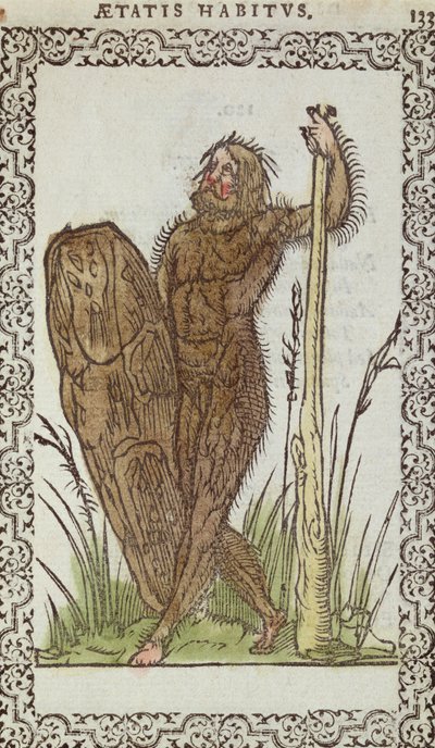 野人，几乎所有的国家和现代国家的姿势和由Jean Sluperji，安特卫普雕像，1572（彩色木刻） 作者 比利时学校