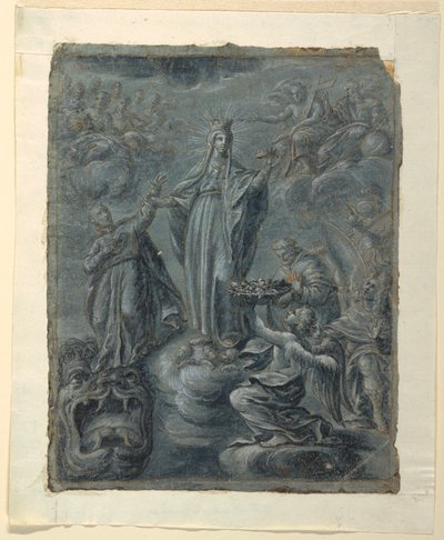 素描，正面：圣母加冕，约 1630 年 作者 贝利萨里奥·科林齐奥（Belisario Corenzio）