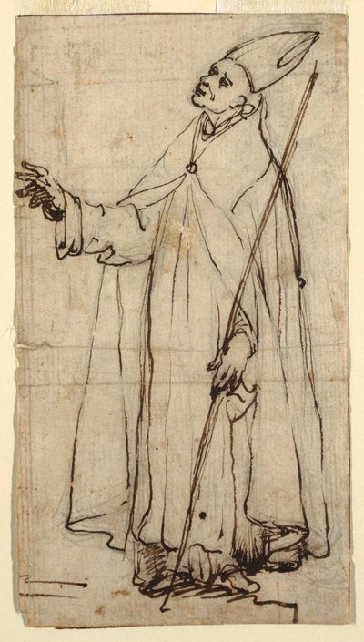 素描，站立的主教，约 1620 年 作者 贝利萨里奥·科林齐奥（Belisario Corenzio）